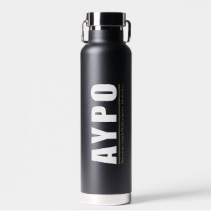 AYPO Wasserflasche schwarz mit weißem Logo Trinkflasche