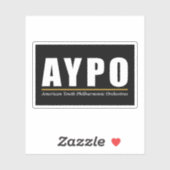 AYPO White Logo Schwarzer Hintergrund Aufkleber (Blatt)
