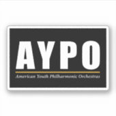 AYPO White Logo Schwarzer Hintergrund Aufkleber (Vorderseite)