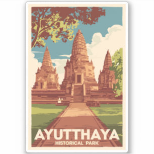Ayutthaya Historischer Park Illustration Reisen Ku Aufkleber