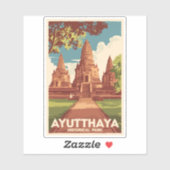 Ayutthaya Historischer Park Illustration Reisen Ku Aufkleber (Blatt)