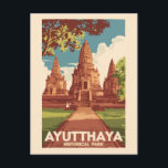Ayutthaya Historischer Park Illustration Reisen Ku Postkarte<br><div class="desc">Ayutthaya Retro Vektor Reise Design. Die Ruinen der Altstadt bilden heute den Ayutthaya Historical Park,  eine archäologische Stätte,  die Paläste,  buddhistische Tempel,  Klöster und Statuen enthält.</div>