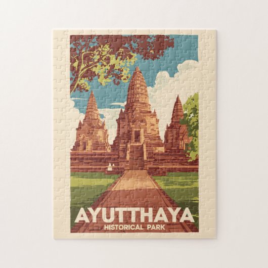Ayutthaya Historischer Park Illustration Reisen Ku Puzzle (Vertikal)