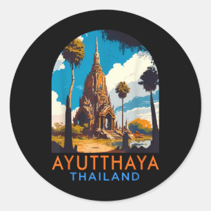 Ayutthaya Reisereise Sommerurlaub Ayutthaya Th Runder Aufkleber
