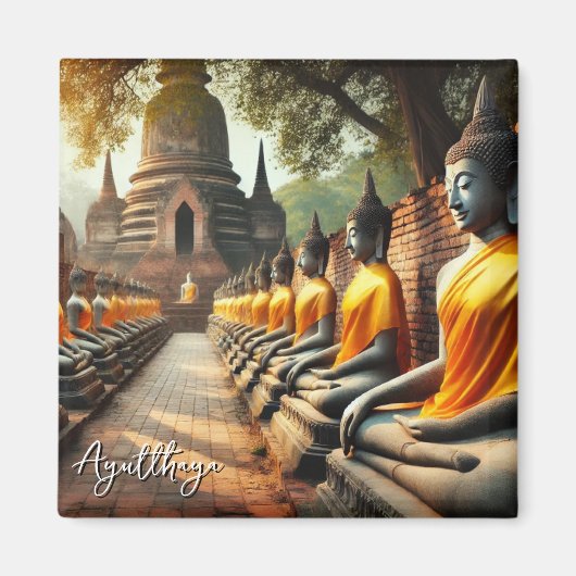 Ayutthaya Thailand Buddha Statuen Magnet (Vorne)