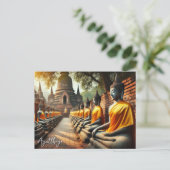 Ayutthaya Thailand Buddha Statuen Postkarte (Stehend Vorderseite)