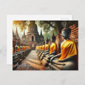 Ayutthaya Thailand Buddha Statuen Postkarte (Vorne/Hinten)