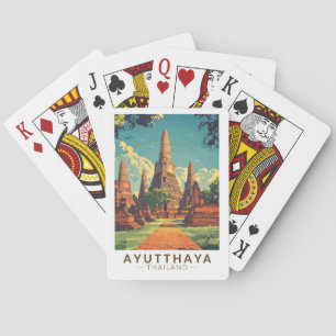 Ayutthaya Thailand Illustration Reise Kunst Vintag Spielkarten