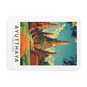 Ayutthaya Thailand Illustration Travel Art Vintag Magnet (Horizontal)