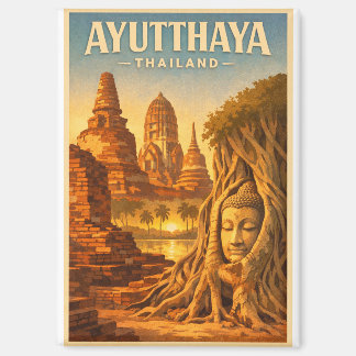 Ayutthaya, Thailand, in a timeless retro  Magnet