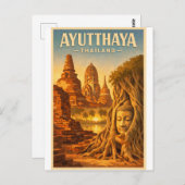 Ayutthaya, Thailand, in a timeless retro  Postkarte (Vorne/Hinten)
