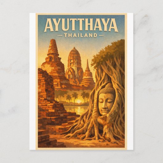 Ayutthaya, Thailand, in a timeless retro  Postkarte (Vorderseite)