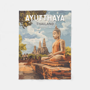 Ayutthaya Thailand Reise Kunst Vintage Fleecedecke