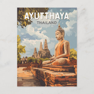 Ayutthaya Thailand Reise Kunst Vintage Postkarte