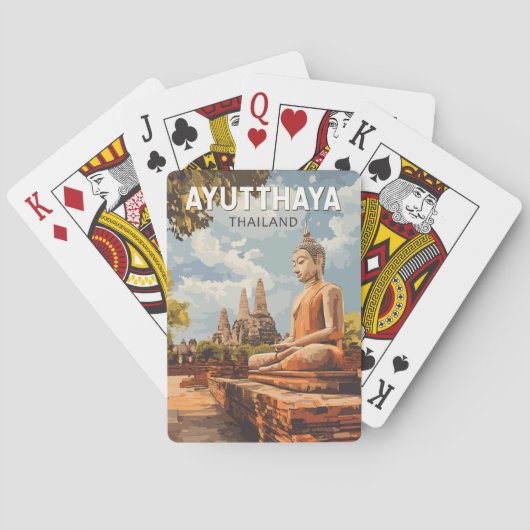 Ayutthaya Thailand Reise Kunst Vintage Spielkarten (Rückseite)