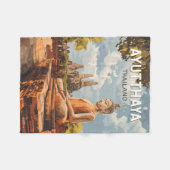 Ayutthaya Thailand Reisen Kunst Vintag Fleecedecke (Vorderseite (Horizontal))