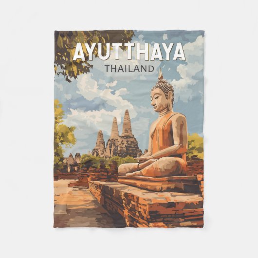 Ayutthaya Thailand Reisen Kunst Vintag Fleecedecke (Vorderseite)