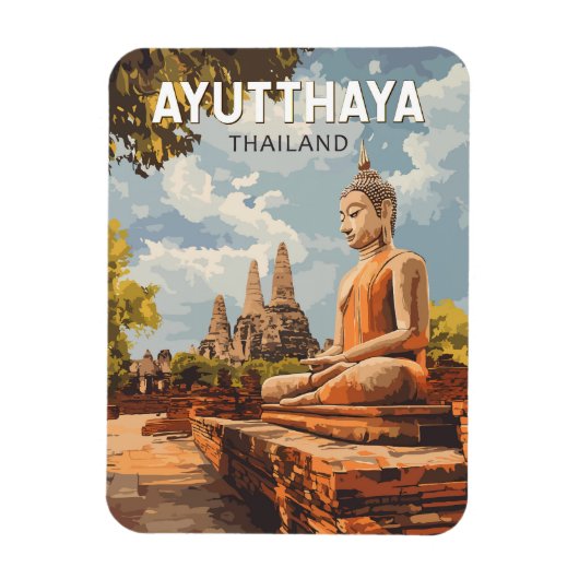 Ayutthaya Thailand Reisen Kunst Vintag Magnet (Vertikal)