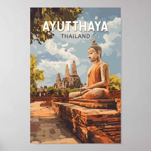 Ayutthaya Thailand Reisen Kunst Vintag Poster (Vorne)