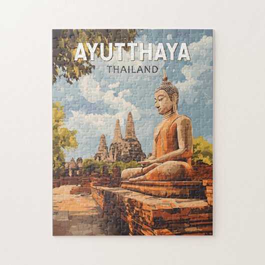 Ayutthaya Thailand Reisen Kunst Vintag Puzzle (Vertikal)