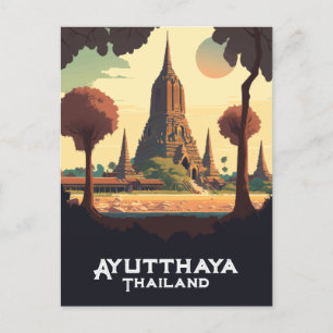 Ayutthaya Thailand Tempel Sonnenuntergang Postkarte