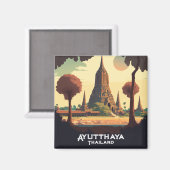 Ayutthaya Thailand Temple Sunset Magnet (Vorderseite/Rückseite)