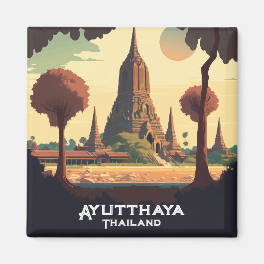 Ayutthaya Thailand Temple Sunset Magnet (Vorne)