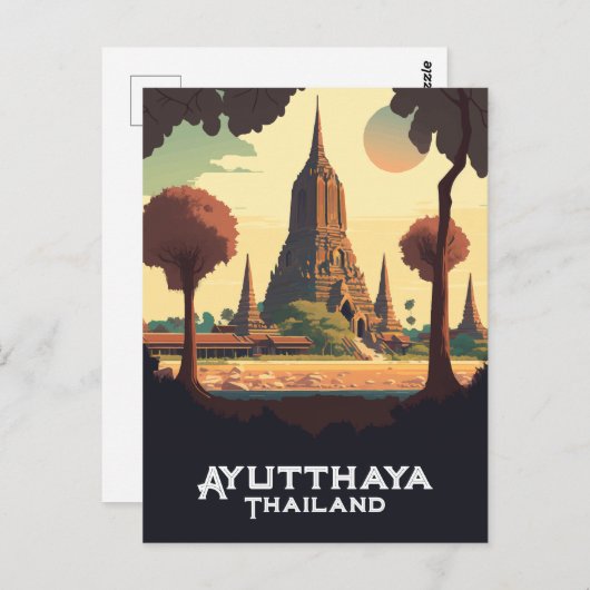 Ayutthaya Thailand Temple Sunset Postkarte (Vorne/Hinten)