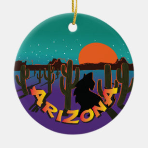 AZ Arizona Christmas Howling Coyote Keramikornament