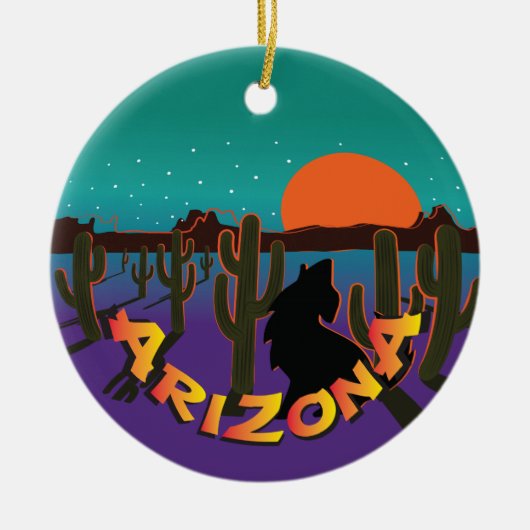 AZ Arizona Christmas Howling Coyote Keramikornament (Vorne)