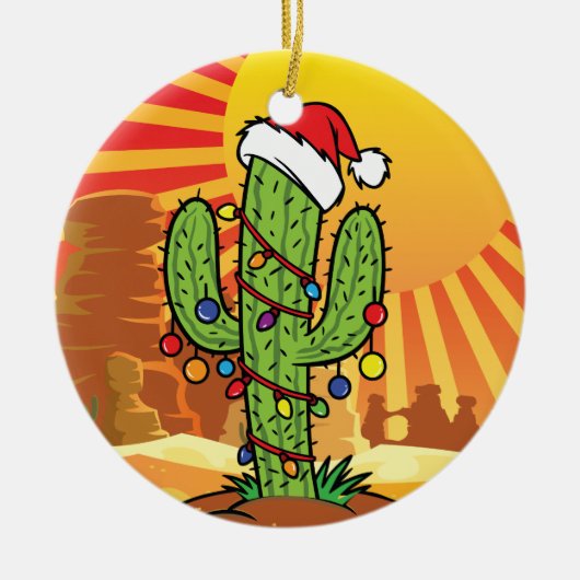 AZ Arizona Weihnachten Saguaro Cactus Keramikornament (Vorne)