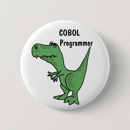 AZ-, COBOL-Programmierer-Dinosaurier-Knopf Button (Vorderseite)