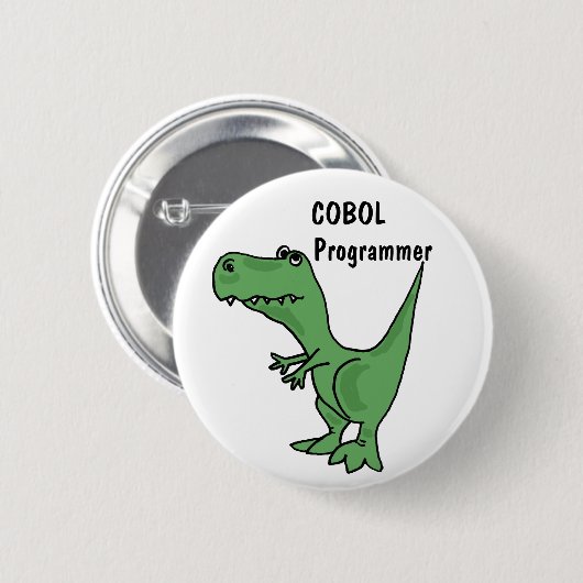 AZ-, COBOL-Programmierer-Dinosaurier-Knopf Button (Vorne & Hinten)