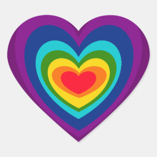 AZ- Rainbow-Heart-Stickers Herz-Aufkleber