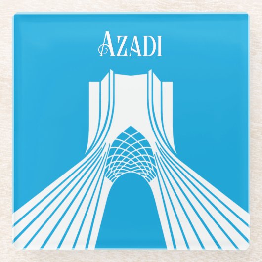 Azadi Tower Persisches Türkis Glasuntersetzer (Vorderseite)