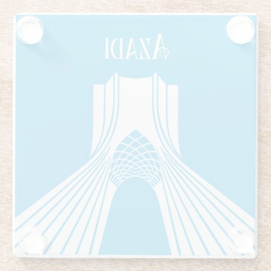 Azadi Tower Persisches Türkis Glasuntersetzer (Rückseite)