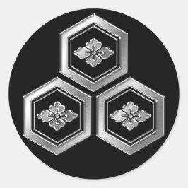 Azai Clan Kamon Silver Chrome Runder Aufkleber