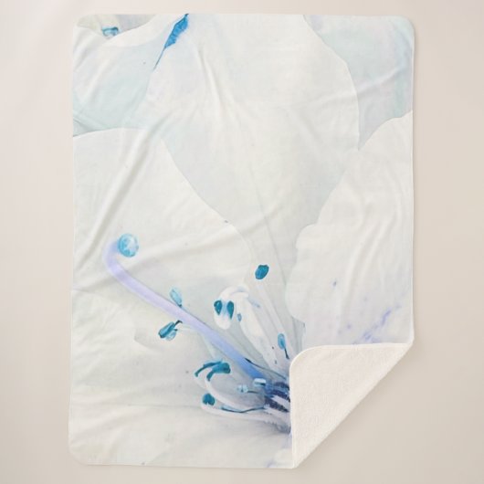 ** Azalea Art Malerei Blume Weiß Aquamarin Sherpadecke (Vorderseite)