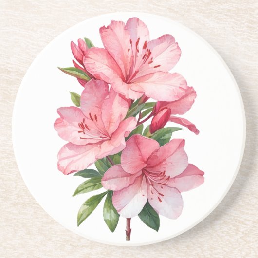 Azalea Blume Aquarellmalerei Getränkeuntersetzer (Vorne)