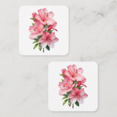 Azalea Blume Aquarellmalerei Quadratische Visitenkarte (Vorne/Hinten)
