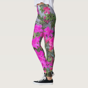 Azalea Blume in rosa heißer Farbe auf Leggings