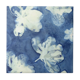 Azalea Dream Floral Blue Cyanotype Keramik Tile Fliese