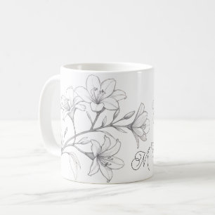 Azalea Floral Delikate Bleistift Sketch Kaffeetasse