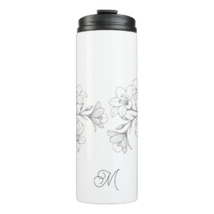 Azalea Floral Delikate Bleistift Sketch Thermosbecher