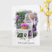 Azalea Garten mit Stuhl und Hut Karte (Gelbe Blume)