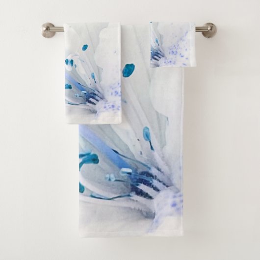 *~* Azalea Kunstmalerei Blume Aquamarin blau Badhandtuch Set (Insitu)