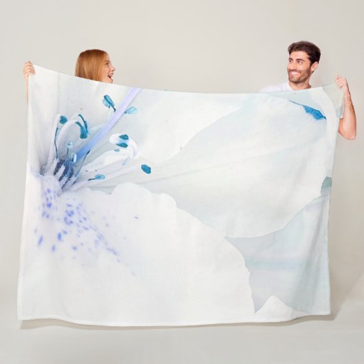 *~* Azalea Kunstmalerei Blume Weiß Aquamarin Fleecedecke (Beispiel)