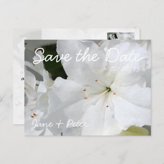 Azaleas Blumenhochzeit Das Datum Postkarte 4 speic (Vorne/Hinten)