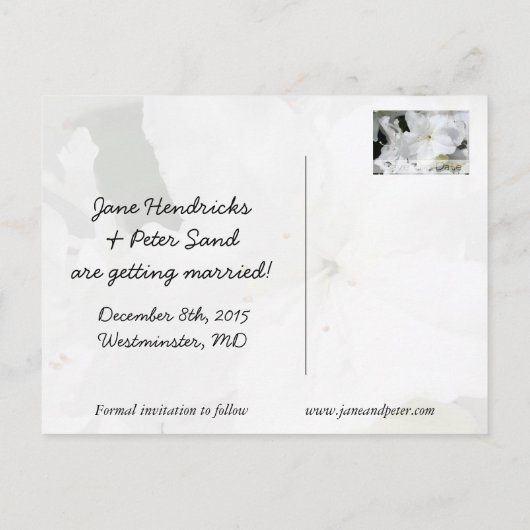 Azaleas Blumenhochzeit Das Datum Postkarte 4 speic (Rückseite)