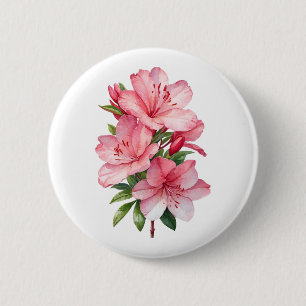 Azaleenblüten-Aquarellmalerei Button